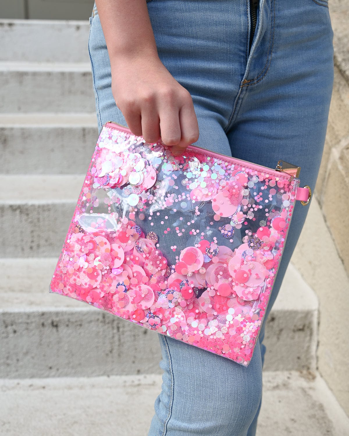 PINK PARTY CONFETTI EVERYTHING POUCH