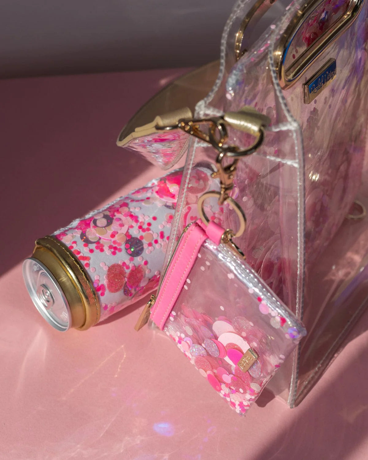 PINK PARTY CONFETTI MINI WALLET KEYCHAIN