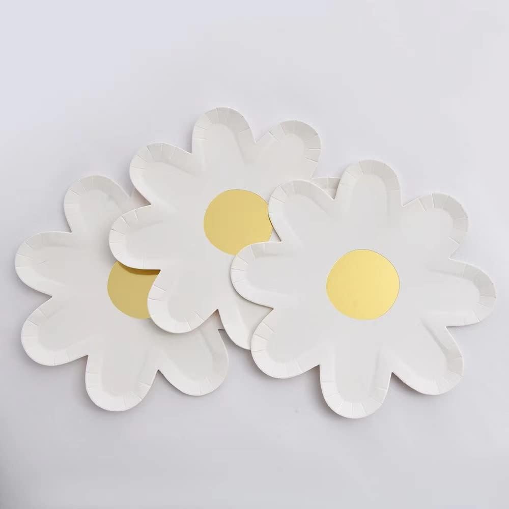 WHITE DAISY PLATES 8 CT