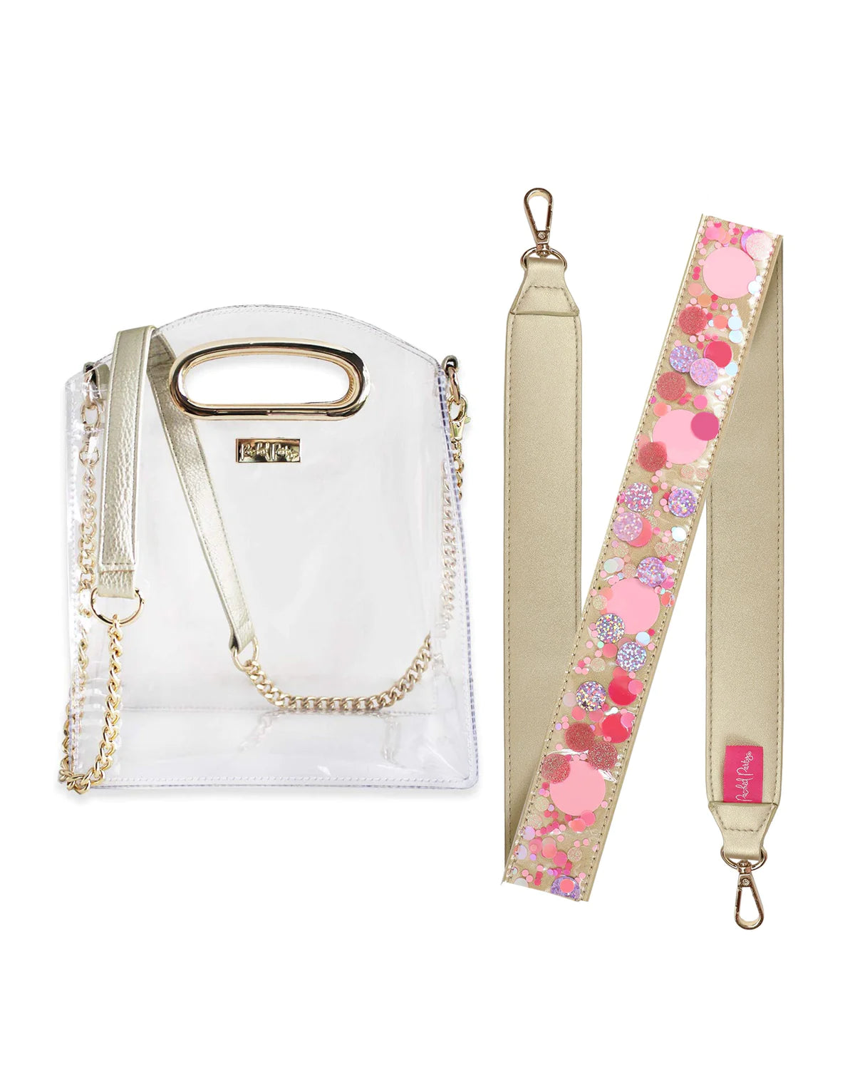 PINK PARTY CONFETTI REMOVABLE PURSE STRAP ATTACHMENT