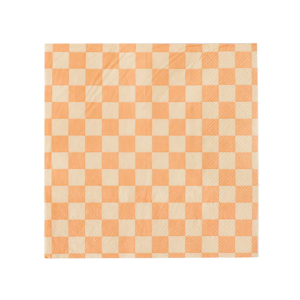 PEACH & CREAM CHECKERED LUNCH NAPKINS 20CT