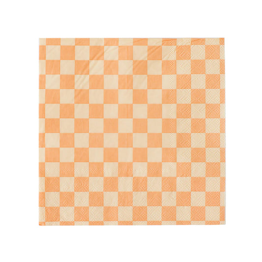 PEACH & CREAM CHECKERED LUNCH NAPKINS 20CT