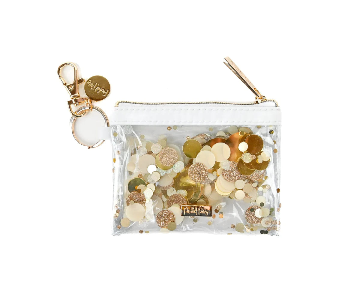 GOLD CONFETTI MINI WALLET KEYCHAIN