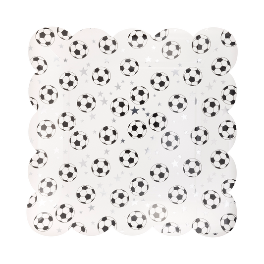 SCATTERED SOCCER BALL PAPER PLATE