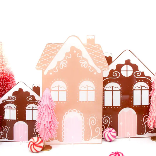 ACRYLIC GINGERBREAD HOUSE STANDING DECOR - SET OF 3