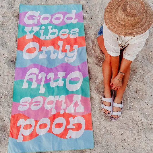 Good Vibes Repeat Pattern Quick Dry Beach Towels