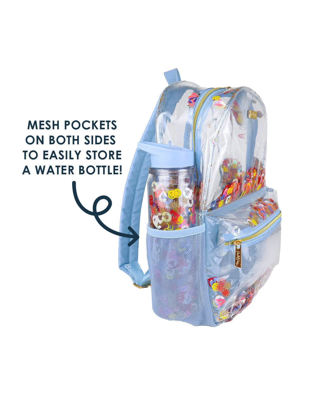 LITTLE LETTERS CONFETTI CLEAR BACKPACK