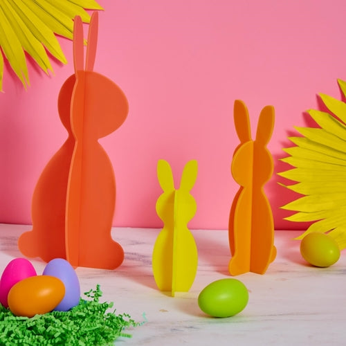 CORAL& YELLOW ACRYLIC BUNNIES