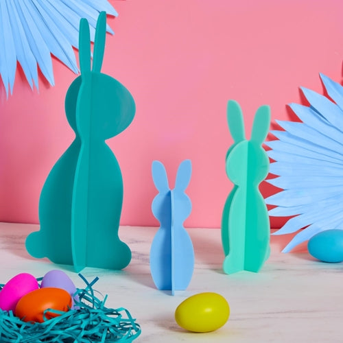 BLUE/TEAL ACRYLIC BUNNIES