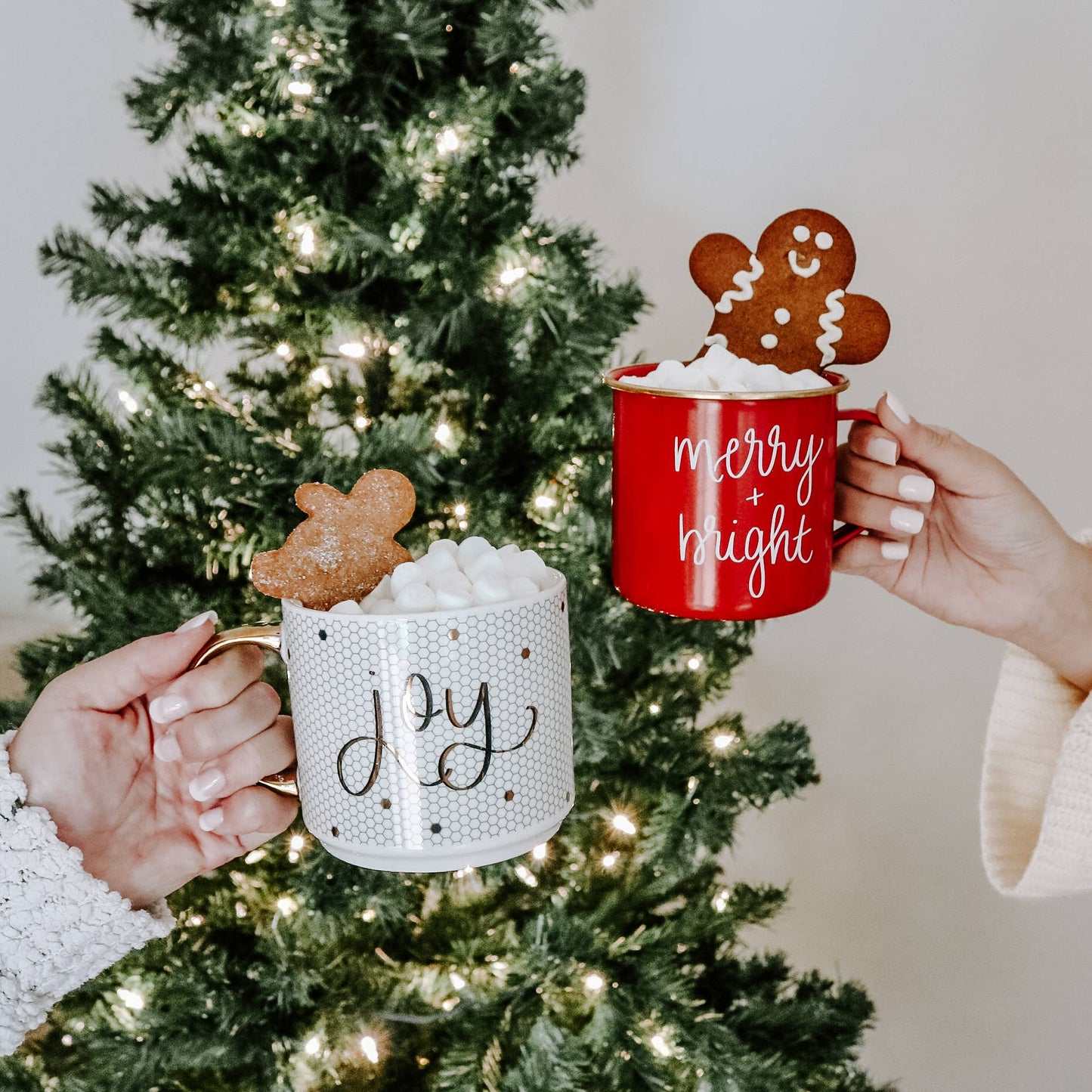 JOY - GOLD, WHITE TILE HAND LETTERED COFFE MUG