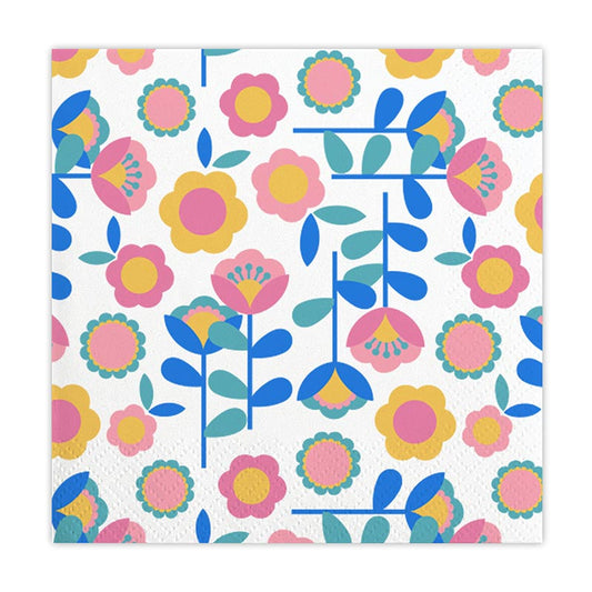 Retro Flowers - Beverage Napkins