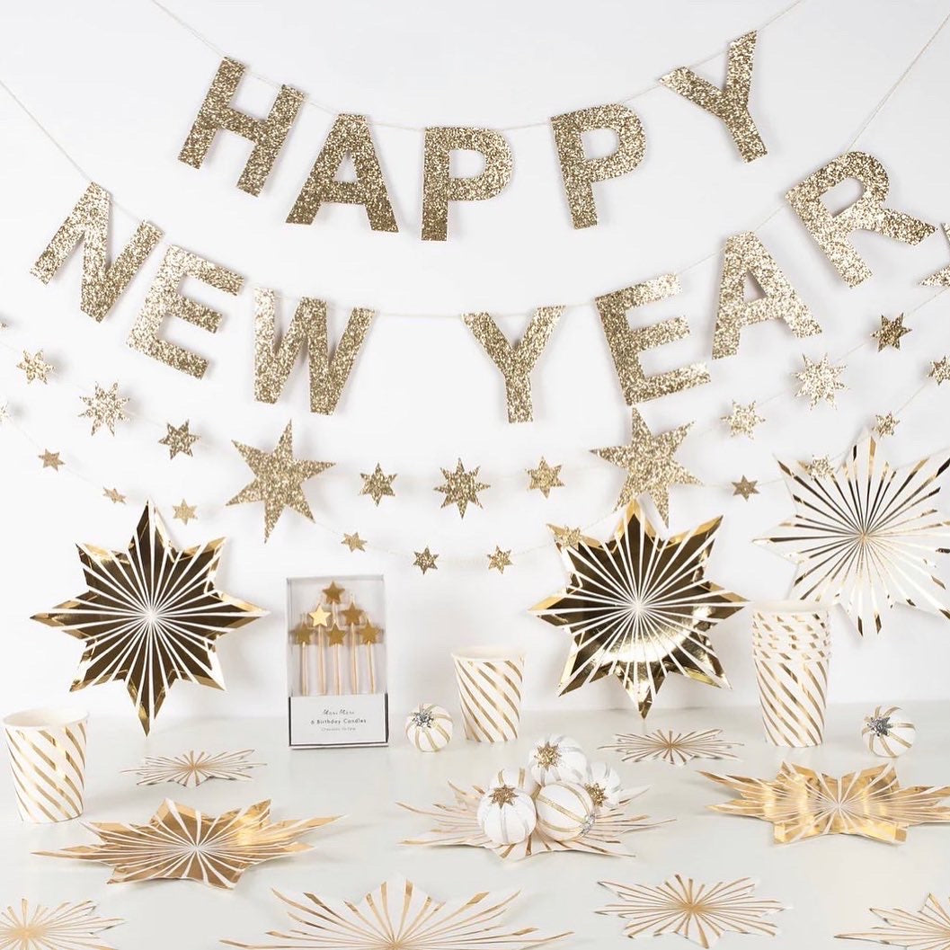 GOLD GLITTER HAPPY NEW YEAR GARLAND