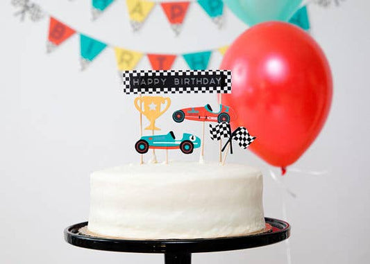 Vintage Race Car - Cupcake Toppers & Wrappers