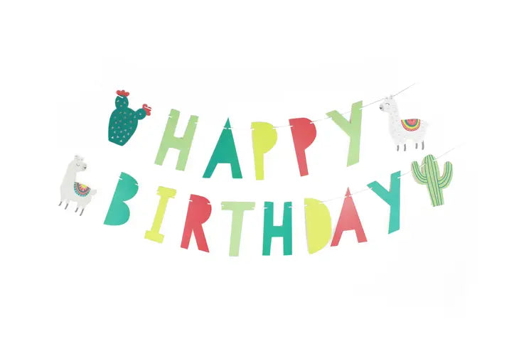 Llama and Cactus - Birthday Banner