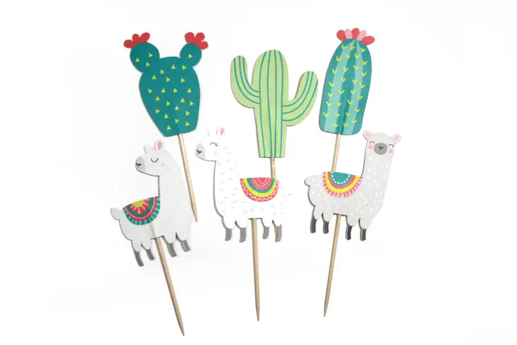 Llama and Cactus - Cupcake Toppers, 12 ct