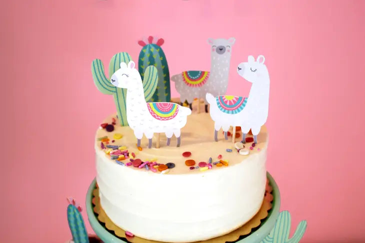 Llama and Cactus - Cupcake Toppers, 12 ct