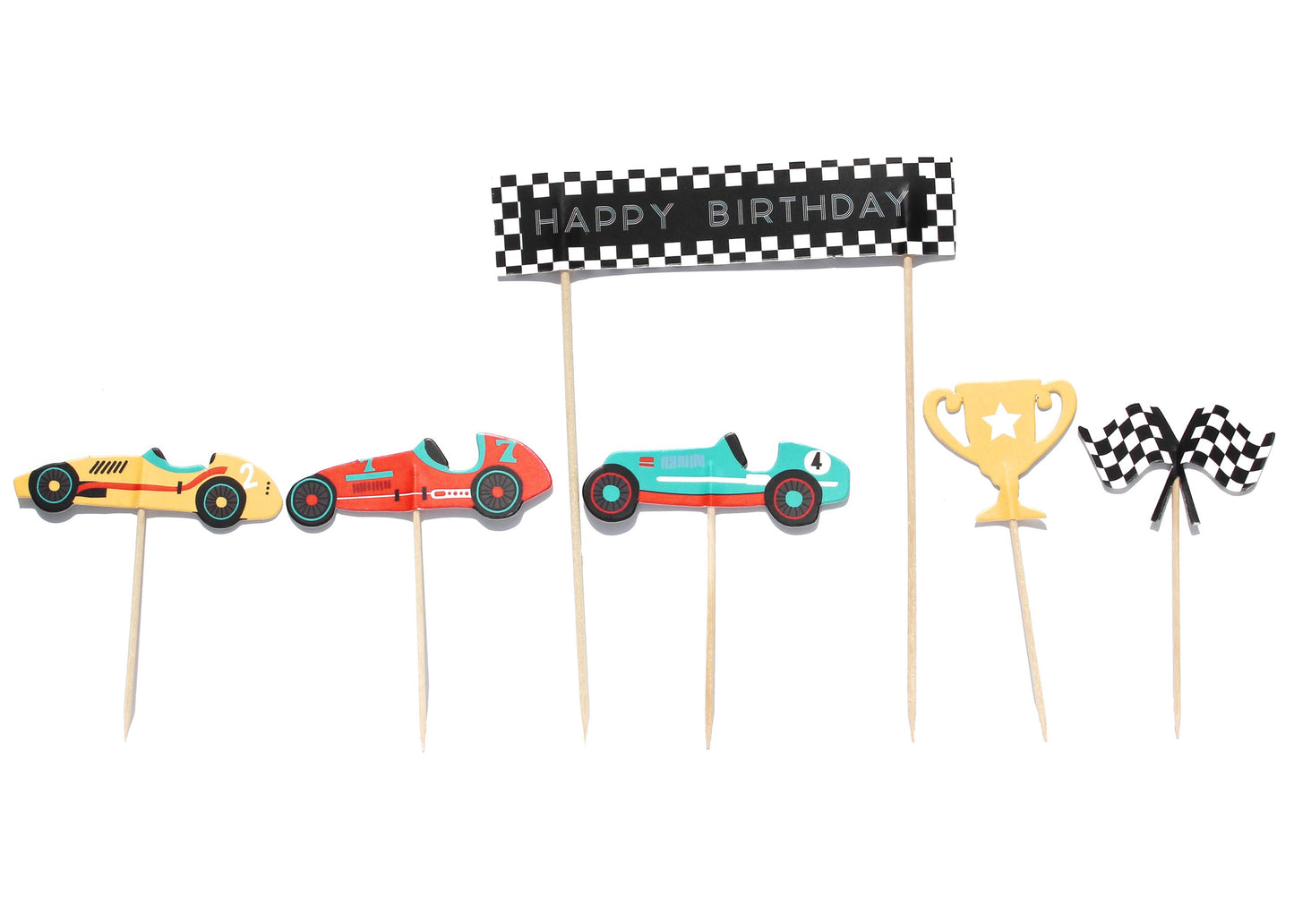 Vintage Race Car - Cupcake Toppers & Wrappers