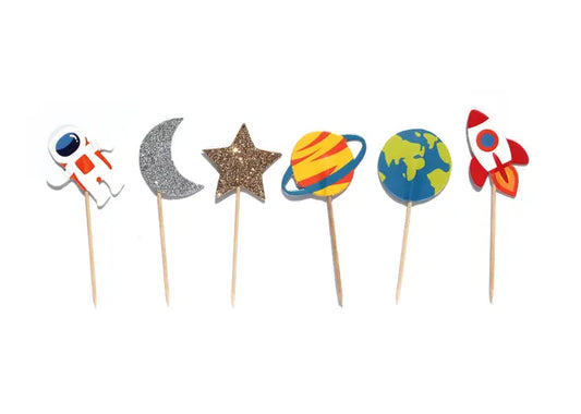 Trip To The Moon - Cupcake Toppers, 12pk