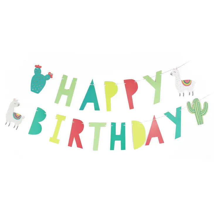 Llama and Cactus - Birthday Banner