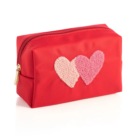 HEARTS COSMETIC POUCH, RED