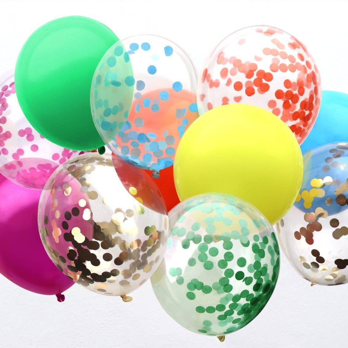 Rainbow Confetti Balloons - 12 Pack