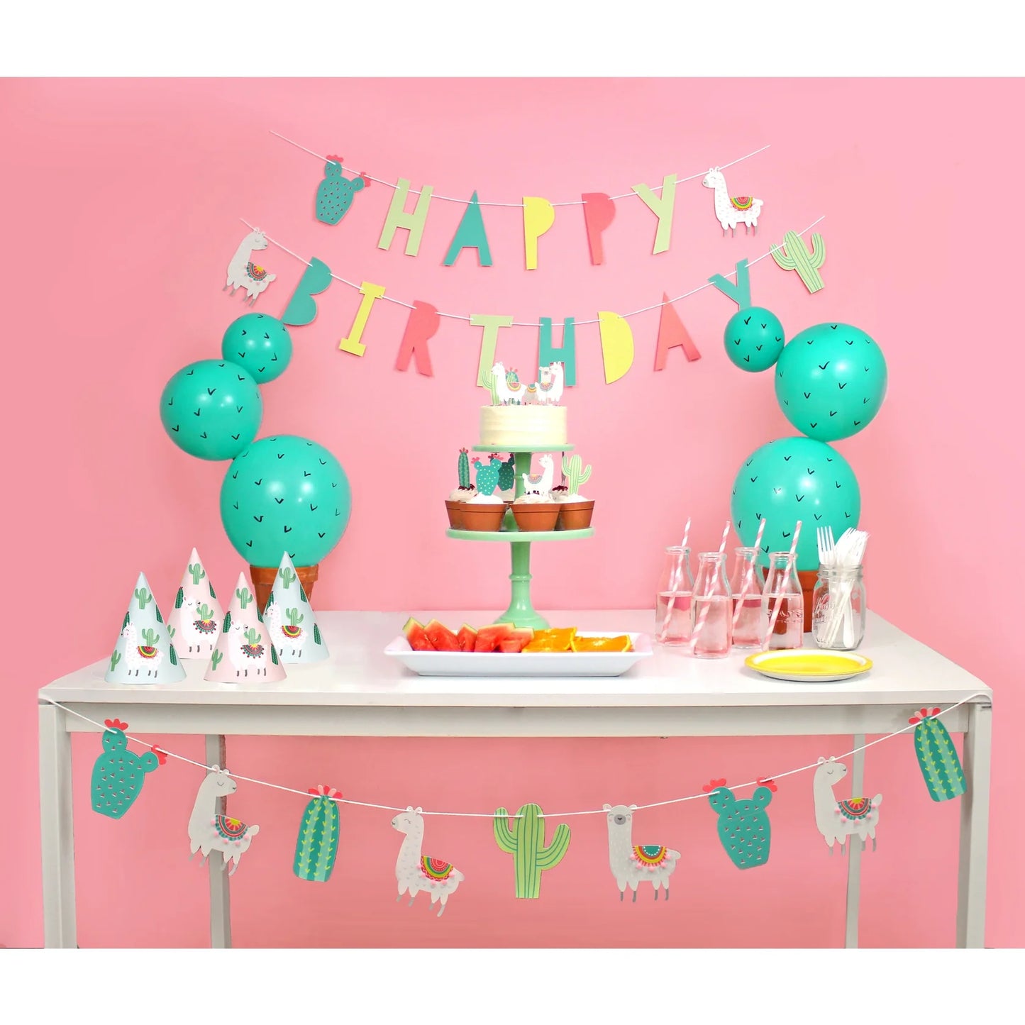 Llama and Cactus - Birthday Banner