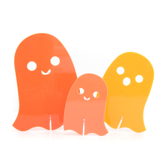 ORANGE SET ACRYLIC GHOSTS DECORATIONS