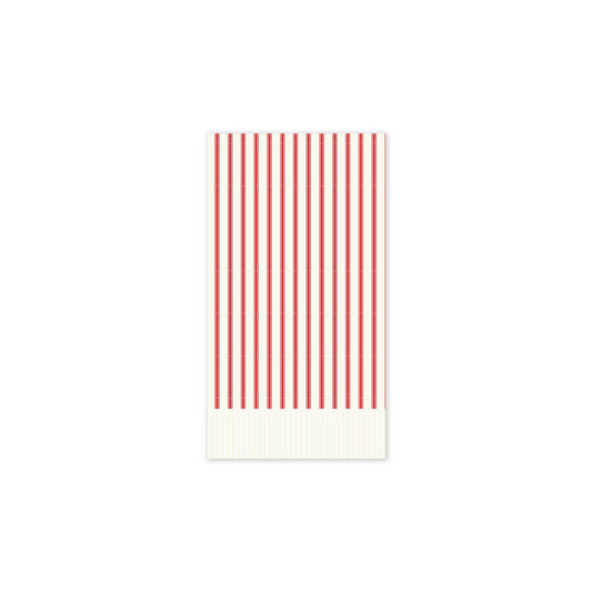 BELIEVE RED TICKING STIPE FRINGED GUEST NAPKIN