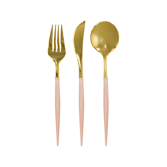 Blush & Gold Bella Assorted Plastic Cutlery/24pc, Service for 8