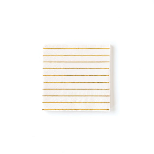 CREAM STRIPED COCKTAIL NAPKINS