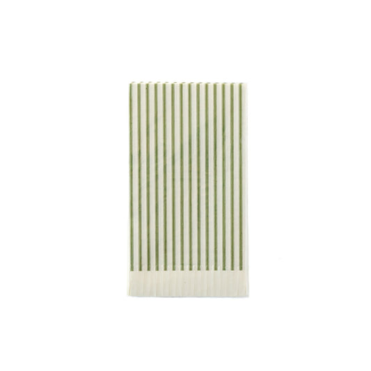 GREEN TICKING FRINGED GUEST NAPKINS