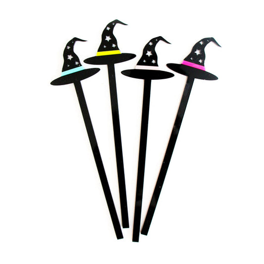 ACRYLIC WITCH HAT HOLLOWEEN COCKTAIL STIRRER SET