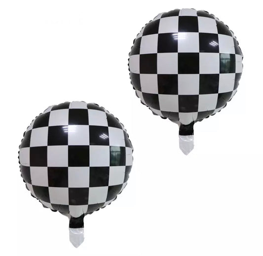 Black White Checkered Foil Balloons