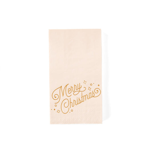 GOLD FOIL BLUSH MERRY CHRISTMAS GUEST TOWEL NAPKINS