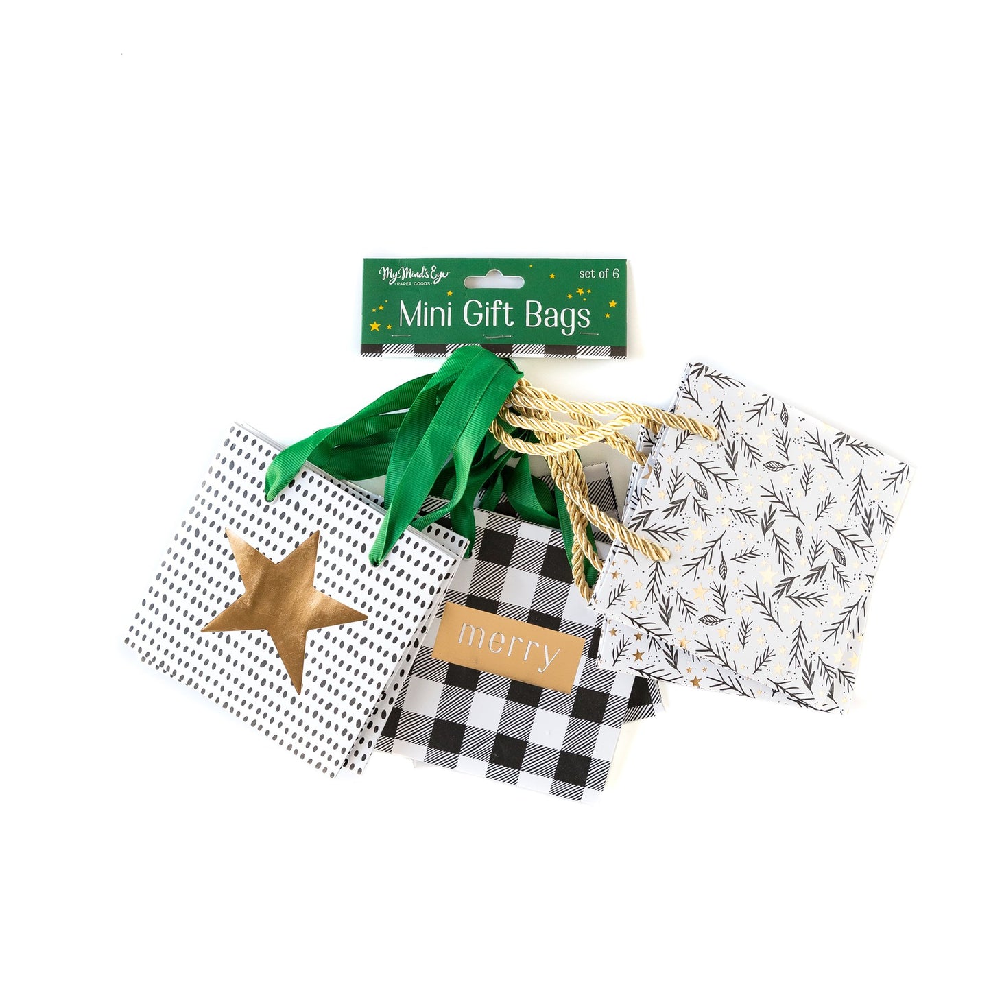 CHRISTMAS FOLIAGE MINI GIFT BAG SET OF 6