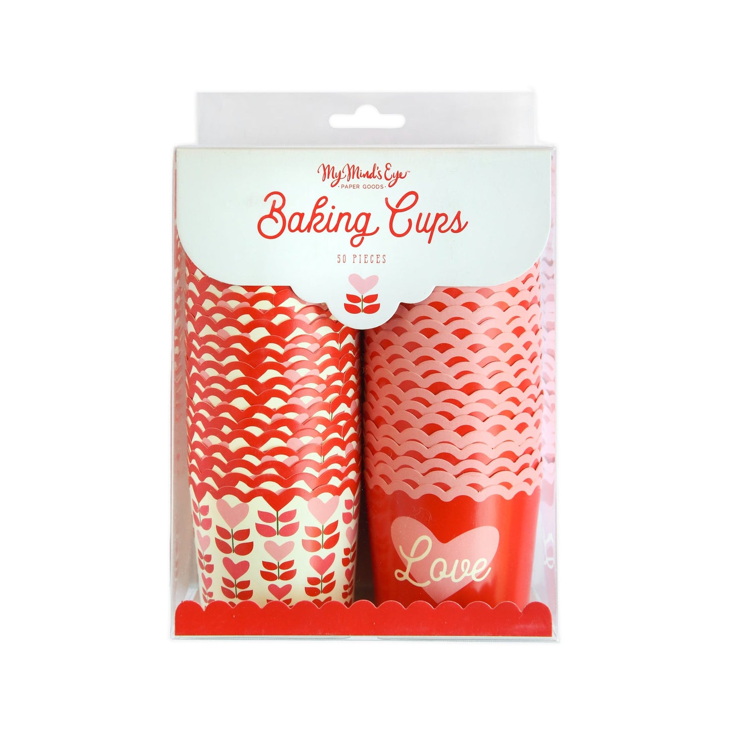 RED AND PINK FLORAL LOVE 5 OZ FOOD CUPS (50 CT)