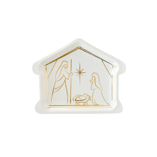 SILENT NIGHT CRECHE SHAPED 9" PLATES