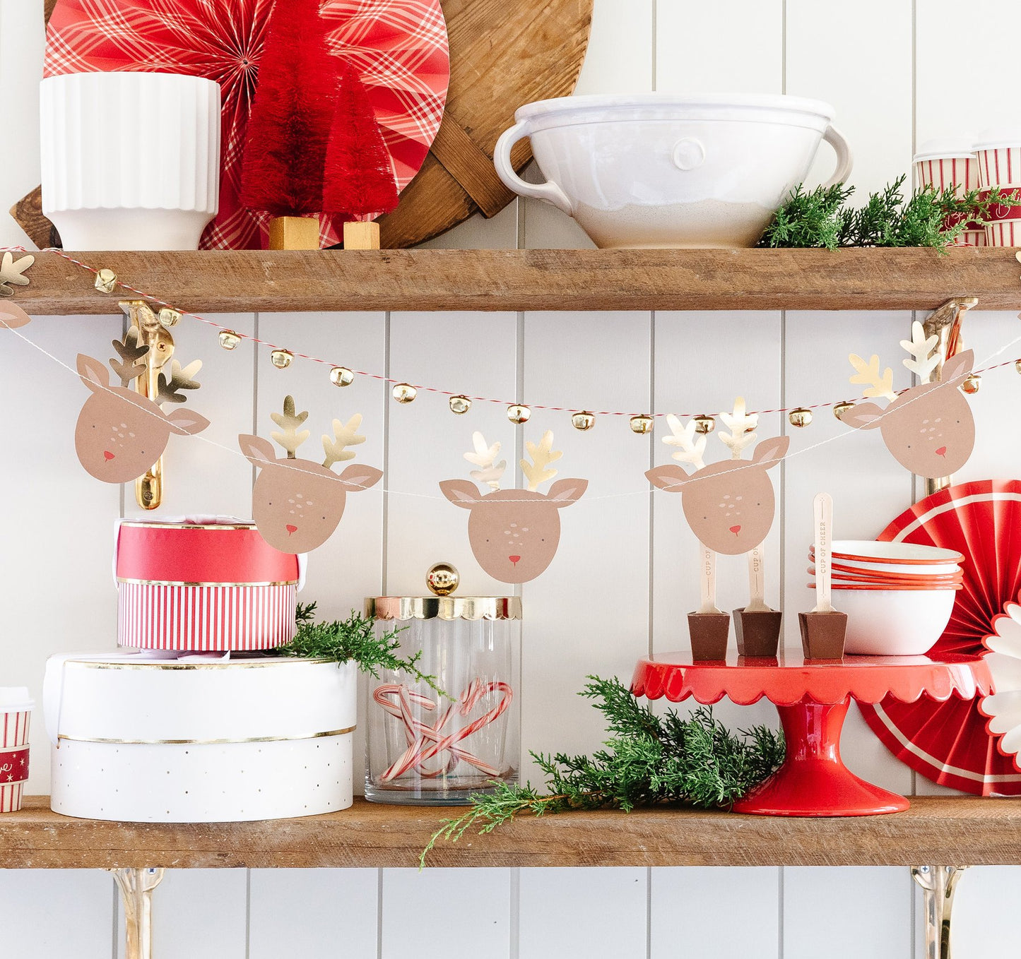 DEAR RUDOLPH REINDEER / BELLS BANNER SET