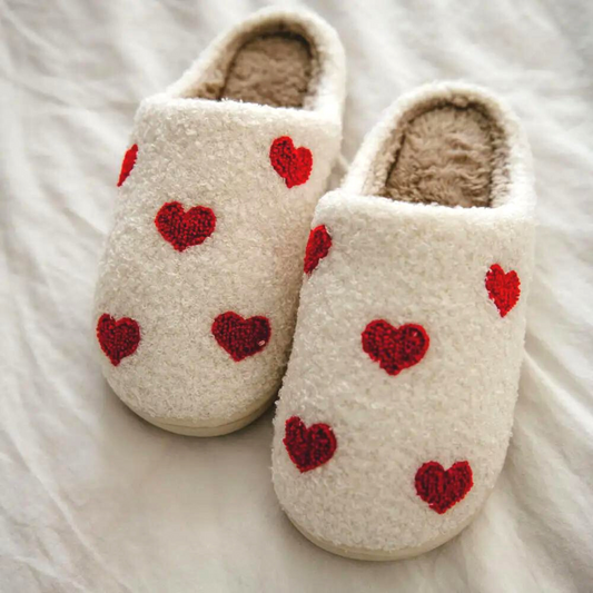 VALENTINE'S HEARTS ALL OVER PATTERNED SLIPPERS