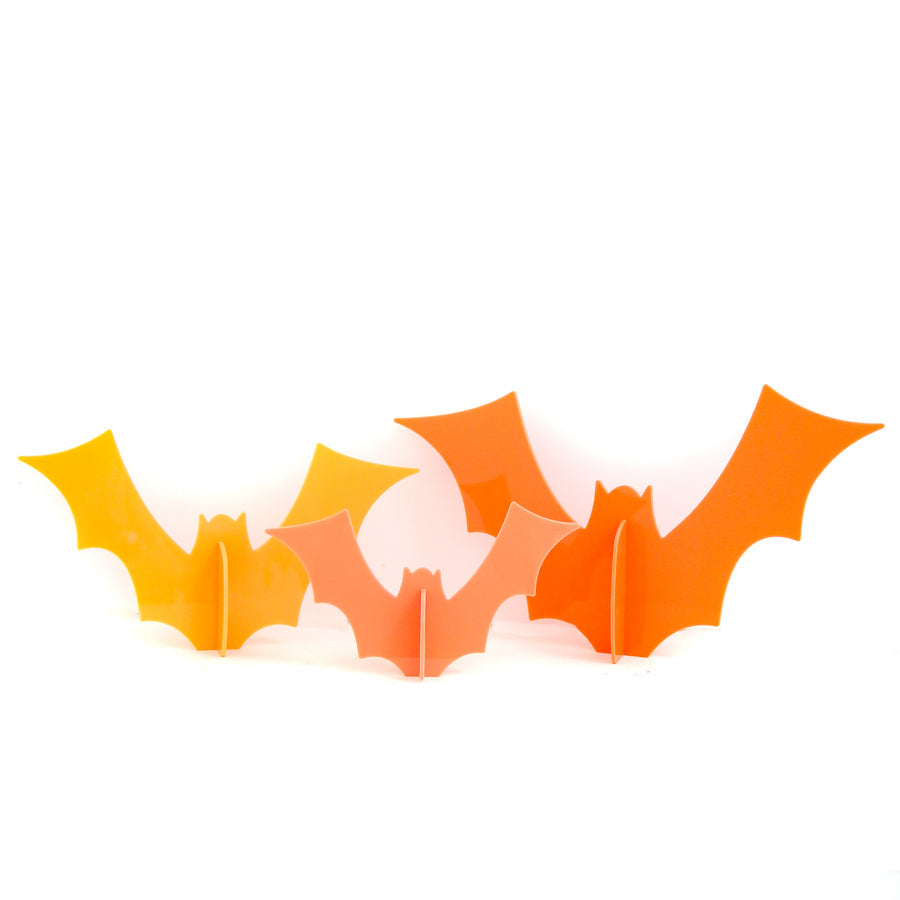 ORANGE SET ACRYLIC BAT DECORATIONS