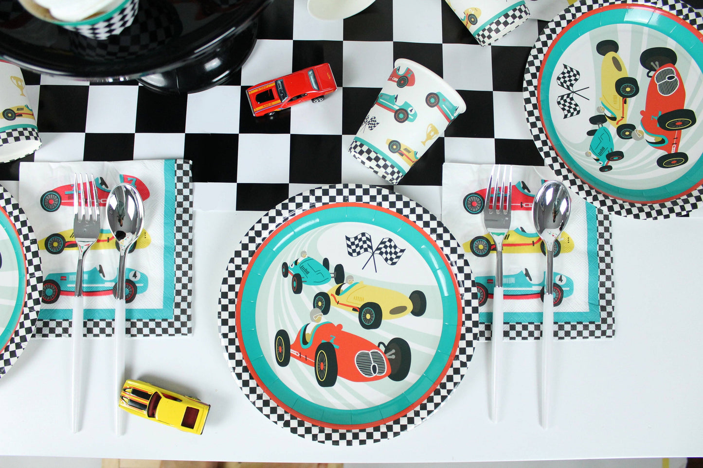 Vintage Race Car Plates, 12 ct