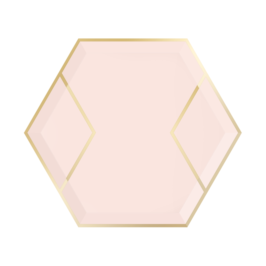 Paper Plates - Hexagon - Blush & Gold Dessert