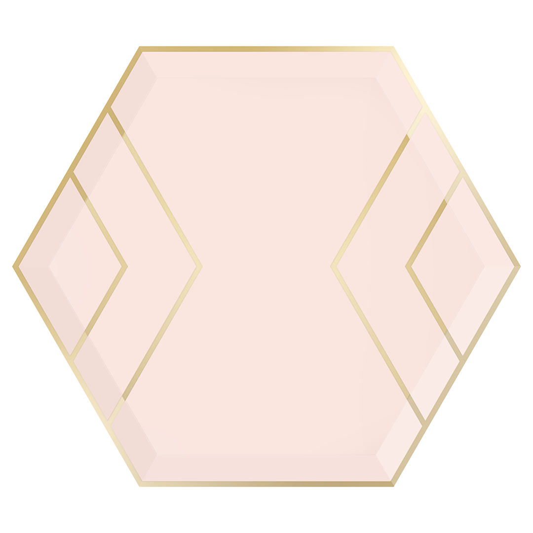 Paper Plates - Hexagon - Blush & Gold  Dinner