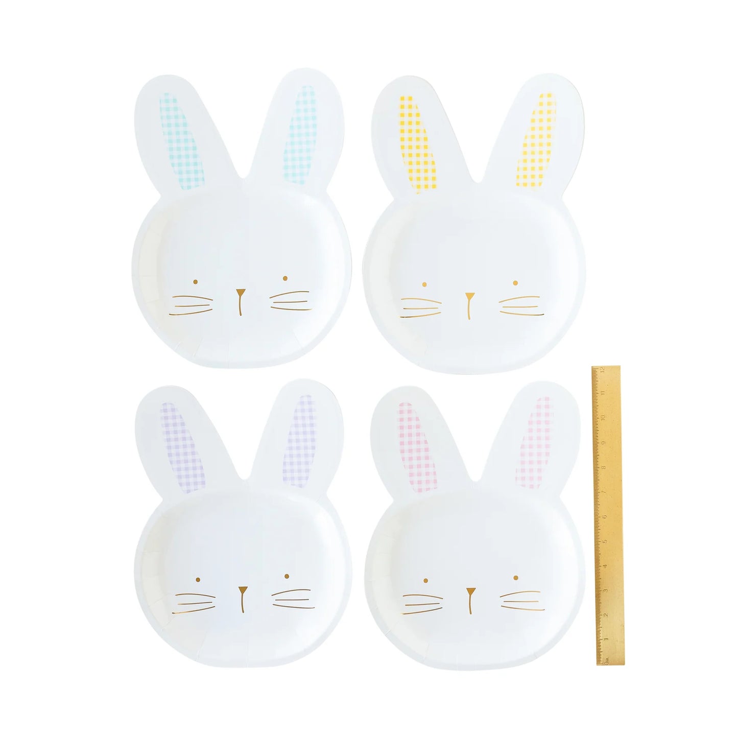 GINGHAM BUNNY SHAPED PLATE SET