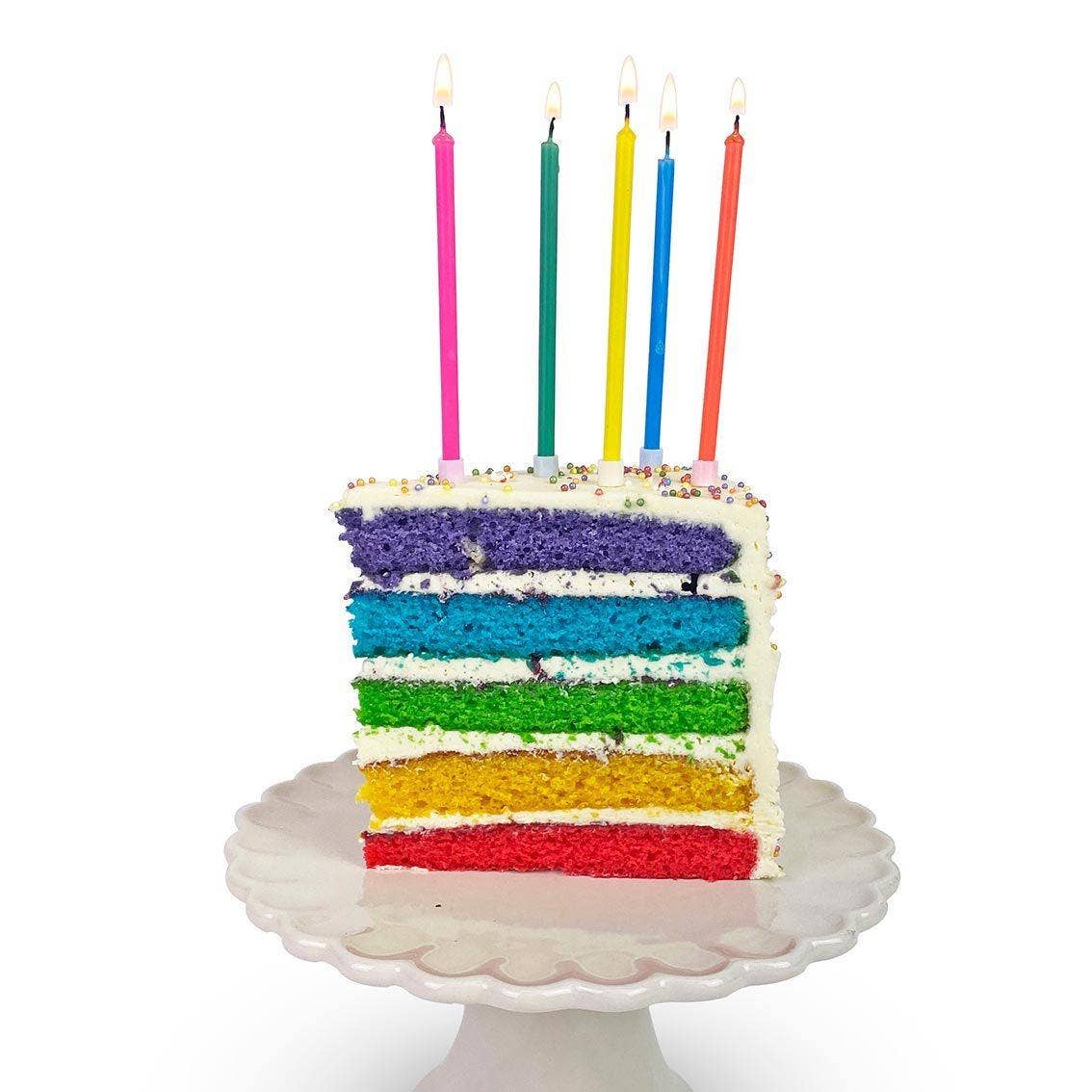 Tall Rainbow Birthday Candles - 16 Pack