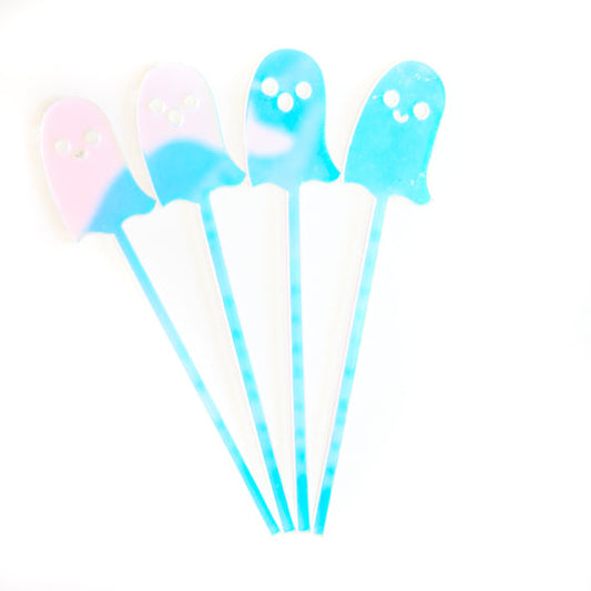 ACRYLIC IRIDESCENT GHOST COCKTAIL STIRRER SET